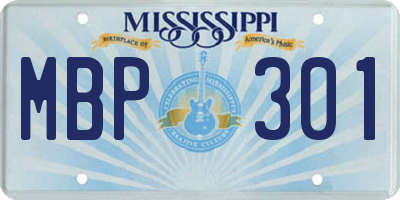 MS license plate MBP301