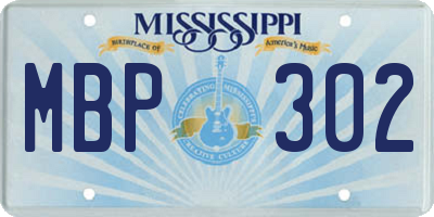 MS license plate MBP302