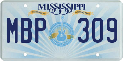 MS license plate MBP309