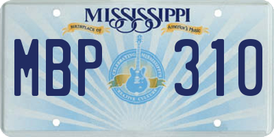 MS license plate MBP310