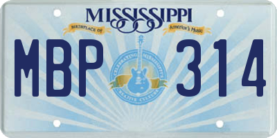 MS license plate MBP314