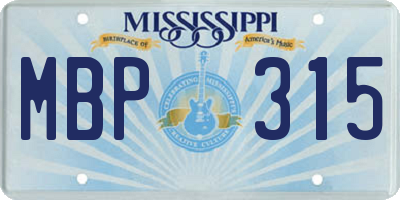 MS license plate MBP315