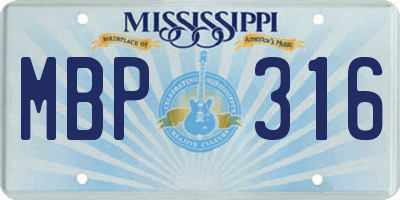 MS license plate MBP316