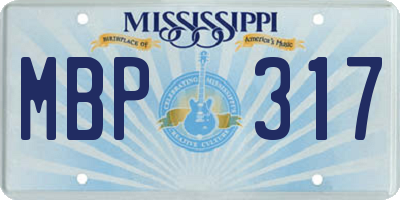 MS license plate MBP317