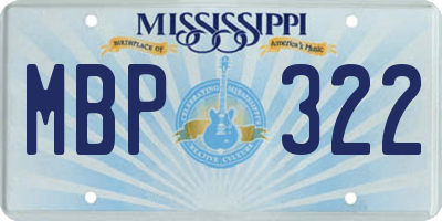 MS license plate MBP322