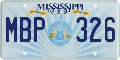 MS license plate MBP326