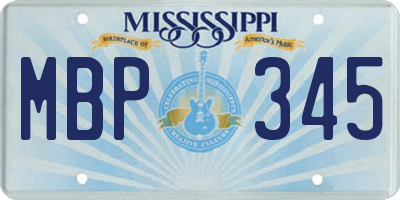 MS license plate MBP345