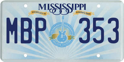 MS license plate MBP353