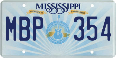 MS license plate MBP354