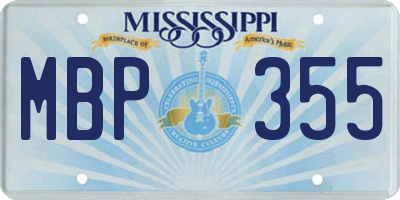 MS license plate MBP355
