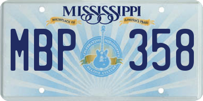 MS license plate MBP358