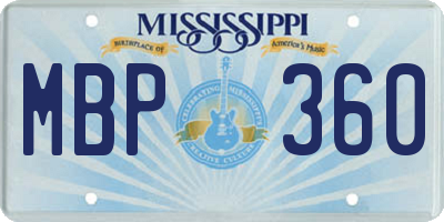 MS license plate MBP360
