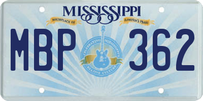 MS license plate MBP362