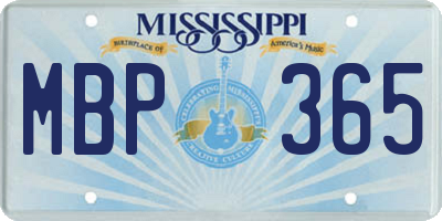 MS license plate MBP365