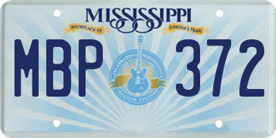 MS license plate MBP372