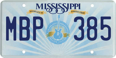 MS license plate MBP385