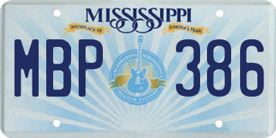 MS license plate MBP386