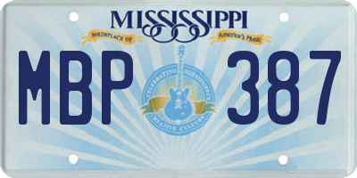 MS license plate MBP387