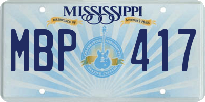 MS license plate MBP417