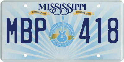 MS license plate MBP418
