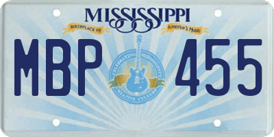 MS license plate MBP455