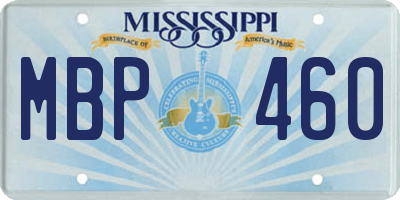 MS license plate MBP460