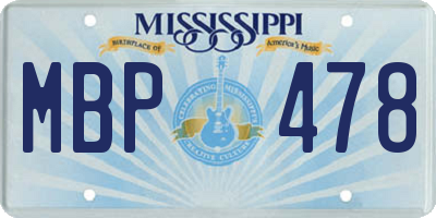 MS license plate MBP478