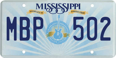 MS license plate MBP502