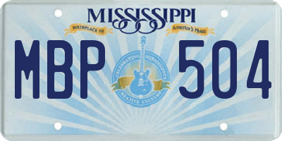MS license plate MBP504