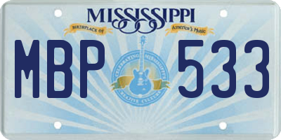 MS license plate MBP533