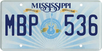 MS license plate MBP536