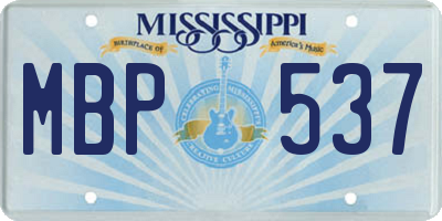 MS license plate MBP537