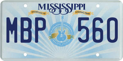 MS license plate MBP560