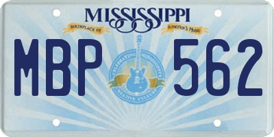 MS license plate MBP562