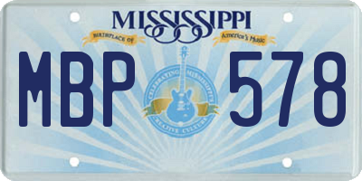 MS license plate MBP578