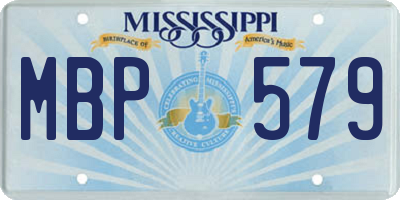 MS license plate MBP579
