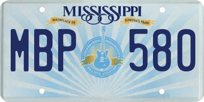 MS license plate MBP580