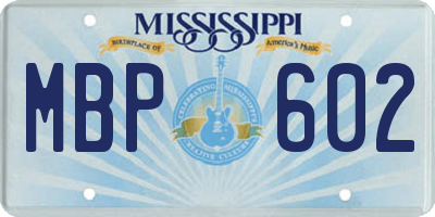 MS license plate MBP602