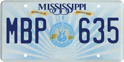 MS license plate MBP635