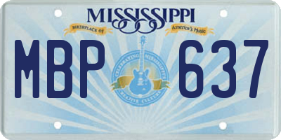 MS license plate MBP637