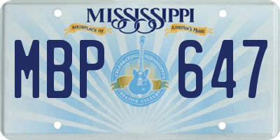 MS license plate MBP647