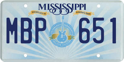 MS license plate MBP651