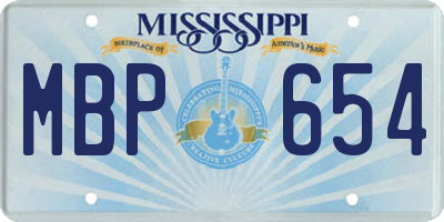 MS license plate MBP654