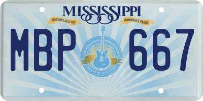 MS license plate MBP667