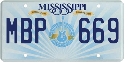 MS license plate MBP669