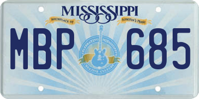 MS license plate MBP685