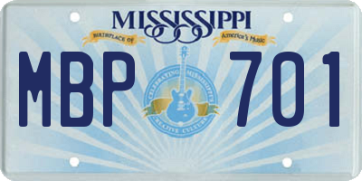 MS license plate MBP701