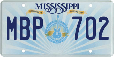MS license plate MBP702