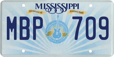MS license plate MBP709
