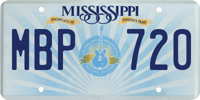 MS license plate MBP720